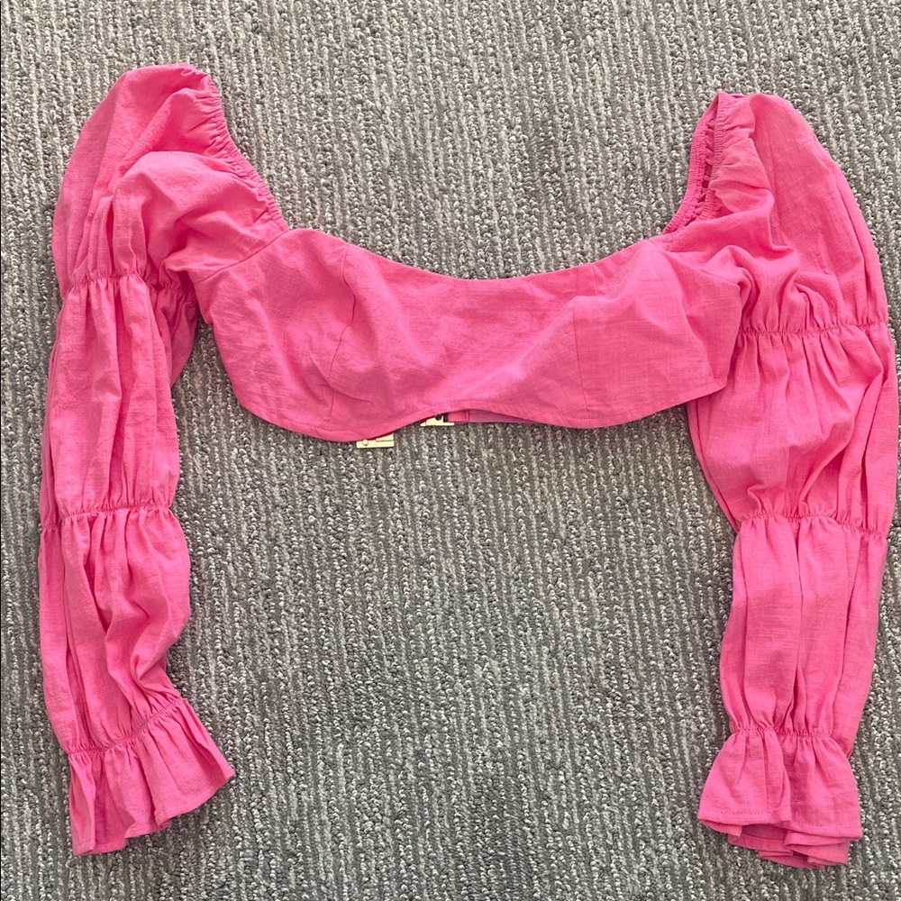 Pink Women's Puff Sleeve Top